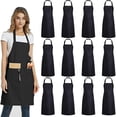 thumbnail image 1 of 12 Pack Plain Bib Aprons With 2 Pockets - Black Unisex Commercial Apron Bulk, 1 of 3