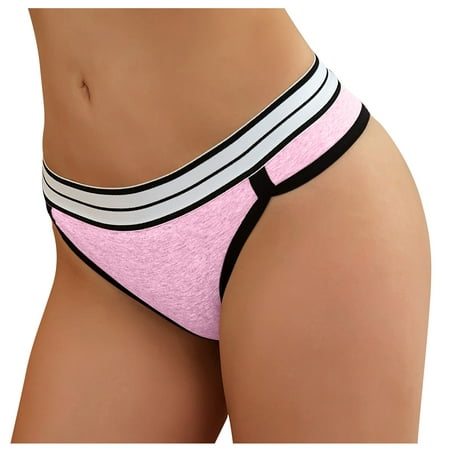 

EHTMSAK Comfort Invisible Briefs for Women Hipster Low Rise Underwear Stretch Striped Seamless Bikini Pink 3XL
