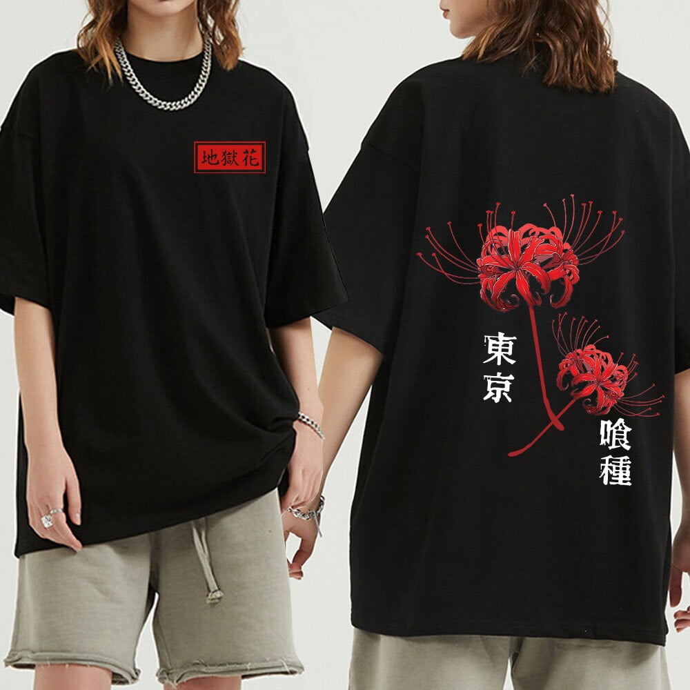 Japanese Anime Anime Tokyo Ghoul Spider Lily T-shirt Short Sleeve Women Men  Summer Tee 