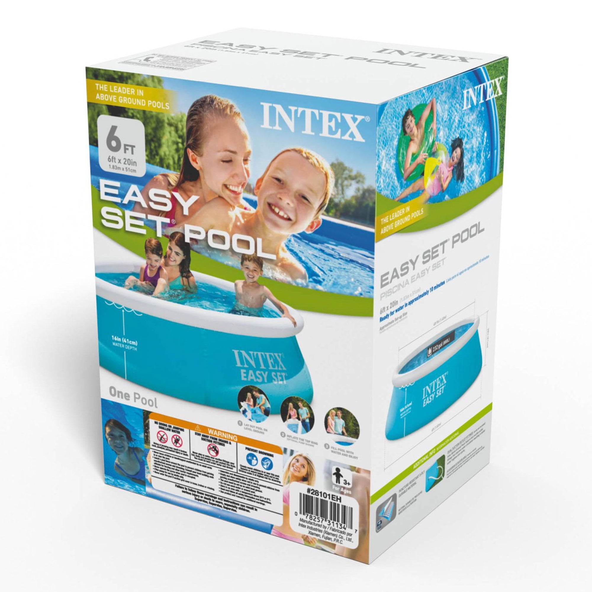 Intex Easy Set 6' x 20" Inflatable Portable Above Ground Outdoor Kids Pool