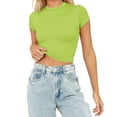thumbnail image 2 of Charmgo Summer Tops Clearance, Womens Fashion Summer Short Sleeve Cute Crop Tops Casual Basic Crewneck Slim Fit T Shirts Tops for Women Trendy, Spring Womens Tops for Women 2024 Mint Green, 2 of 5
