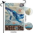 thumbnail image 6 of Whale Welcome Summer Garden Flag Sea Beach Burlap Garden Flag 12.5 x18 Inch Double Sided Rustic Seasonal Ocean Yard Flag Outdoor Decoration, 6 of 6