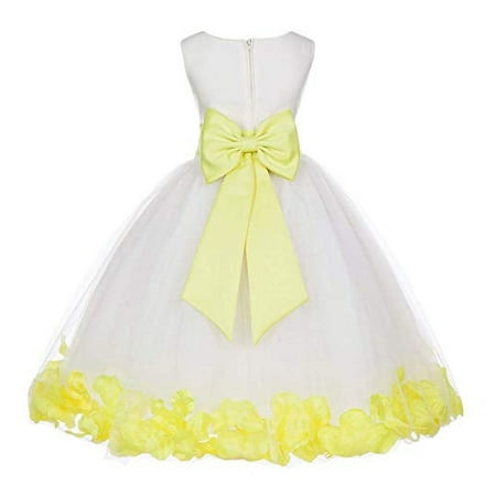 

Ekidsbridal Ivory Tulle Rose Petals Junior Flower Girl Dress Pageant Mini Bridal Gown Christening Formal Evening Wedding 302T S