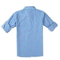 thumbnail image 3 of Bienzoe Boy's Cotton Plaid Roll Up Button Down Sports Shirts Blue/Azure 7/8, 3 of 6