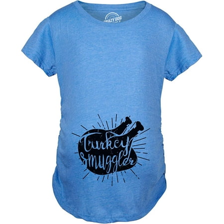 

Turkey Smuggler T Shirt Funny Thanksgiving Maternity Shirt Pregnancy New Baby Tee Heather Light Blue XX-Large