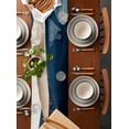 thumbnail image 2 of Vintage Blue Table Runner-Cotton Linen- 120 Inch Holiday Dresser Scarves, Geometric Abstract Brown White Minimalist Tablerunner for Kitchen Coffee/Dining Bedroom Living Room Dinner Scarf Décor 13x120, 2 of 9