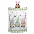 thumbnail image 2 of Throw Blanket Fleece Throw Blanket 50x60in, Farm Gnome Bunny Ears Hat on Wood Plank Soft Lightweight Bed Blankets Spring Flowers Vine Border Fuzzy Couch Blankets for All Season, 2 of 9