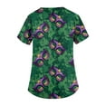 thumbnail image 4 of Lumtrix Mardi Gras Scrub Tops Women Holiday Mask Print Plus Size Short Sleeve V Neck Nursing Uniform with Pockets Side Slit Shirt Green XL, 4 of 5