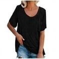 thumbnail image 2 of tarylea Womens Tops Scoop Neck Short Sleeve T-Shirts Solid Color Loose Blouse with Pockets Casual Summer Comfy Breathable Tops, 2 of 6