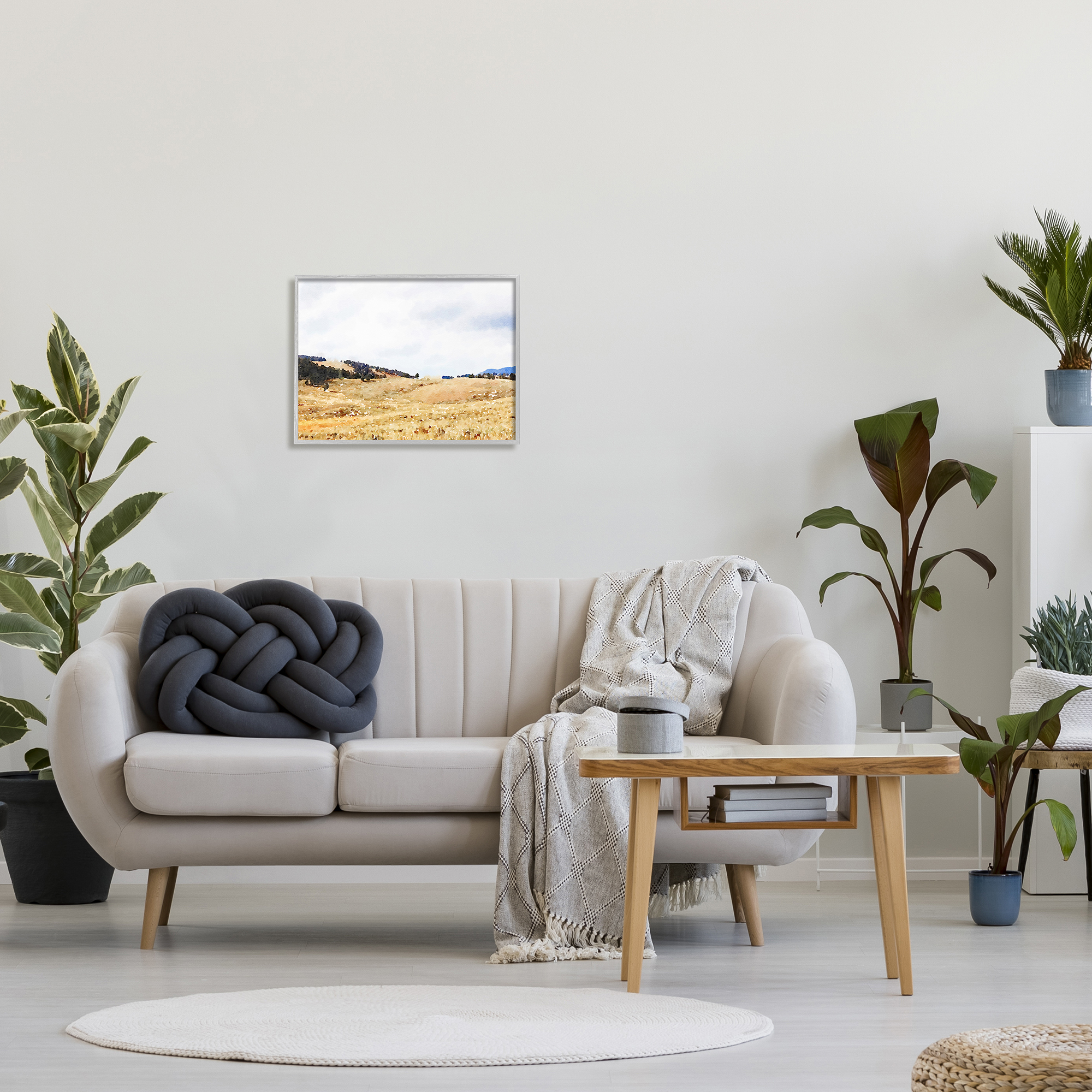 Stupell Montana Plains Rural Countryside Landscape Painting Gray Framed Art Print Wall Art