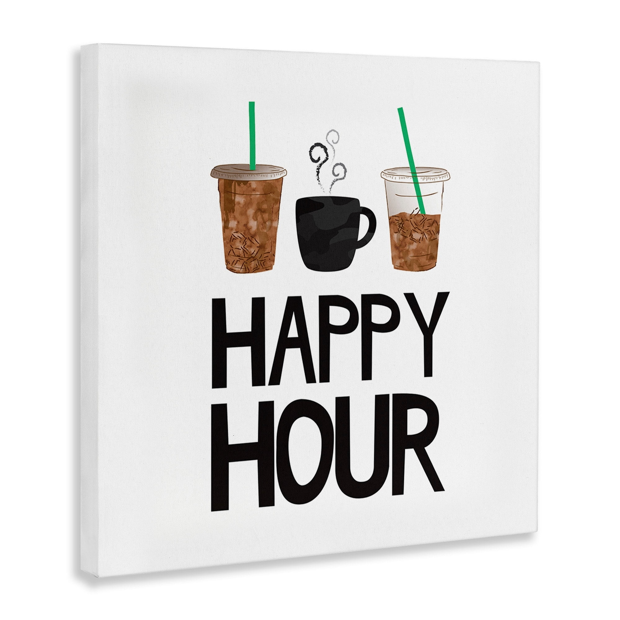 Stupell Industries Happy Hour Phrase Coffee Iced Drink Kitchen Beverage, 17 x 17, Design by Jennifer McCully