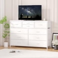 thumbnail image 1 of Blanca 10-cajón cómoda: mesa de TV & entertainment center, fabric almacenamiento cómoda para dormitorio, hallway, nursery, closets, steel frame con wood top, 1 of 5