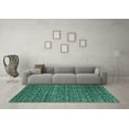 thumbnail image 3 of Ahgly Company Machine Washable Indoor Square Abstract Turquoise Blue Modern Area Rugs, 3' Square, 3 of 4
