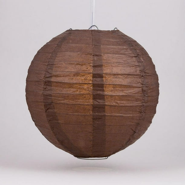 Luna Bazaar Premium Paper Lantern Clip On Lamp Shade 16 Inch Parallel Ribbed Chocolate Brown Chinese Japanese Hanging Decoration For Parties Weddings And Homes Walmart Com Walmart Com