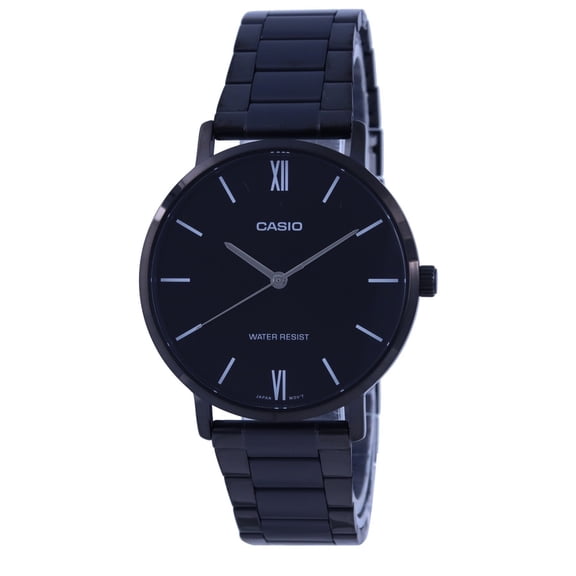 Casio Men’s Black Stainless Steel Watch Black Dial - MTP-VT01B-1BUDF