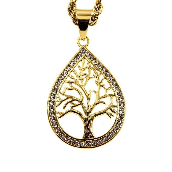 Vintage 14K Yellow Gold Lucky Charm Tree Of Life Pendant Classic European And American Style