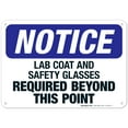 thumbnail image 1 of Lab Coat And Safety Glasses Required Sign, OSHA Sign, 10x7 Aluminum, 1 of 1