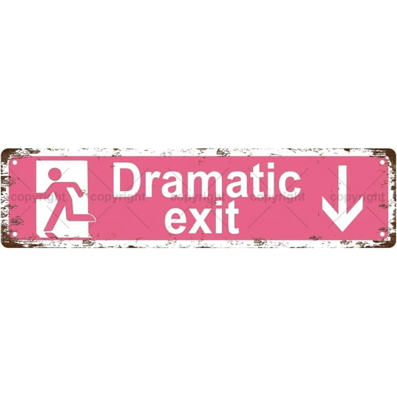 Dramatic Exit Down Arrow Vintage Metal Tin Street Sign Bar Cafe Garage Cave Home Room Wall Bathroom Farmhouse Garden Porch Patio Decor, 16 x 4 Inch