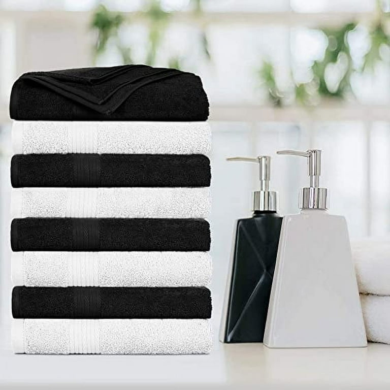 Black Bath Towels, Black and White, Black Bathroom, Decorated