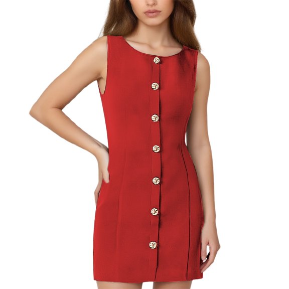 QHFBli Work Dresses for Women 2025 Spring Business Formal Short Dress Sleeveless Button Down Elegant Office Outfits