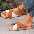 thumbnail image 7 of Tqyyweavej Women's Oversized Flatform Sandals Open Toe Beach VacationWoven Sandals Color Block Cross Dressy Sandals Gifts for Women, 7 of 7