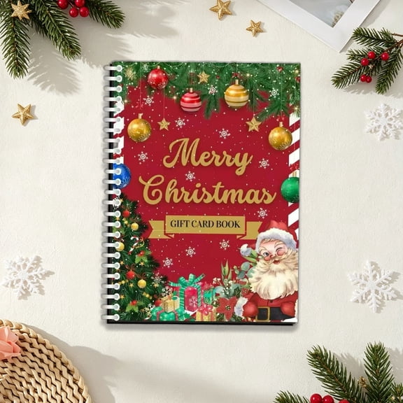 Christmas Gift Card Book, 5x7 Spiral Bound Gift Card Holder, DIY Personalized Holiday Card Book for Family & Friends