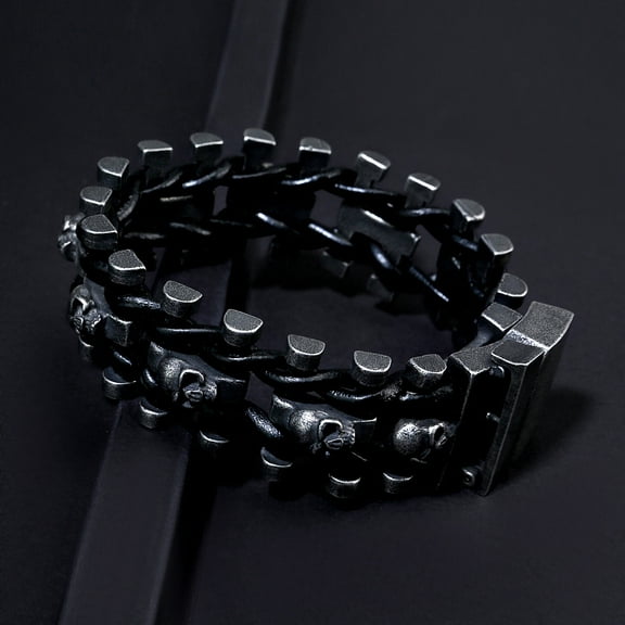 European And American Men's Stainless Steel Skull Bracelet