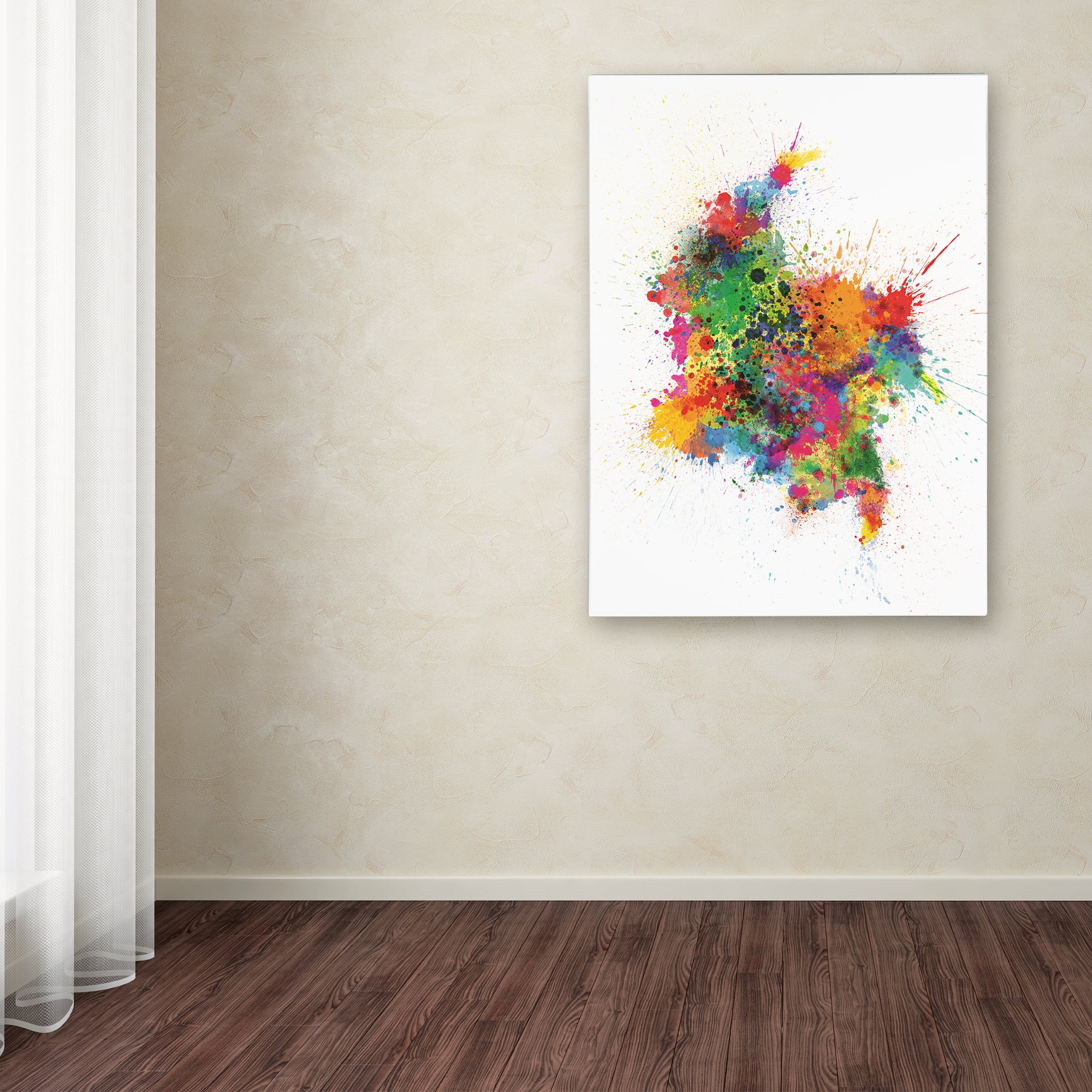 Michael Tompsett 'Colombia Paint Splashes Map' Canvas Art