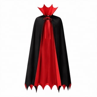 Music Legs 70112-BLACK-RED Reversible Velvet & Satin Full Length Hooded Cape, Black & Red