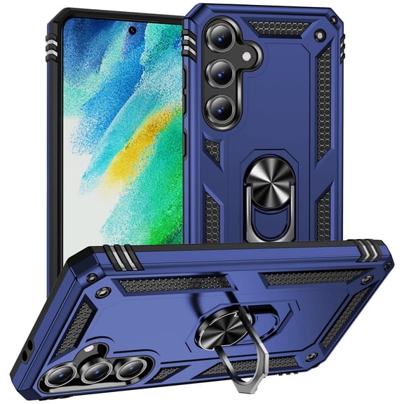 Military Grade Hybrid Case with Ring Grip for Samsung Galaxy S24 FE - Blue
