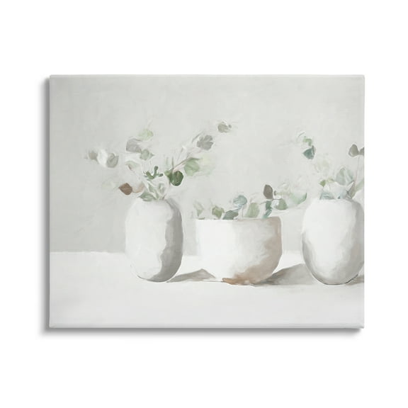 Stupell Industries Subtle White Eucalyptus Botanical & Floral Painting Gallery Wrapped Canvas Art Print Wall Art, 48 x 36