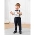 thumbnail image 4 of CARETOO Toddler Boy Clothes Suits Shirt Bowtie Suspender Pants Wedding Formal Outfit Cotton Fabric, 4 of 18
