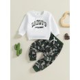 thumbnail image 2 of Suealasg Infant Baby Boy Outfits Toddler Boy Fall Winter 2Pcs Clothes 6M 1T 2T 3T Long Sleeve Crew Neck Letter Print Sweatshirt Camouflage Sweatpants Sets, 2 of 8