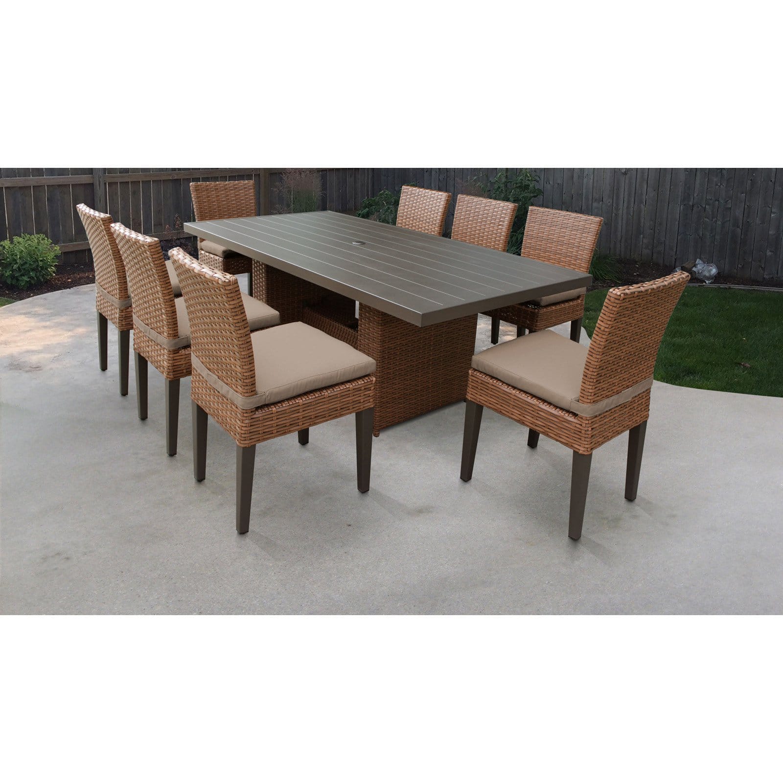 TK Classics Laguna Wicker 9 Piece Patio Dining Set with Armless Chairs - image 3 of 3