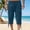 Blue, variant on Men Shorts Elastic Waist Beach Capri Casual Cotton Linen Pockets Solid Loose Drawstring, Blue, 3XL