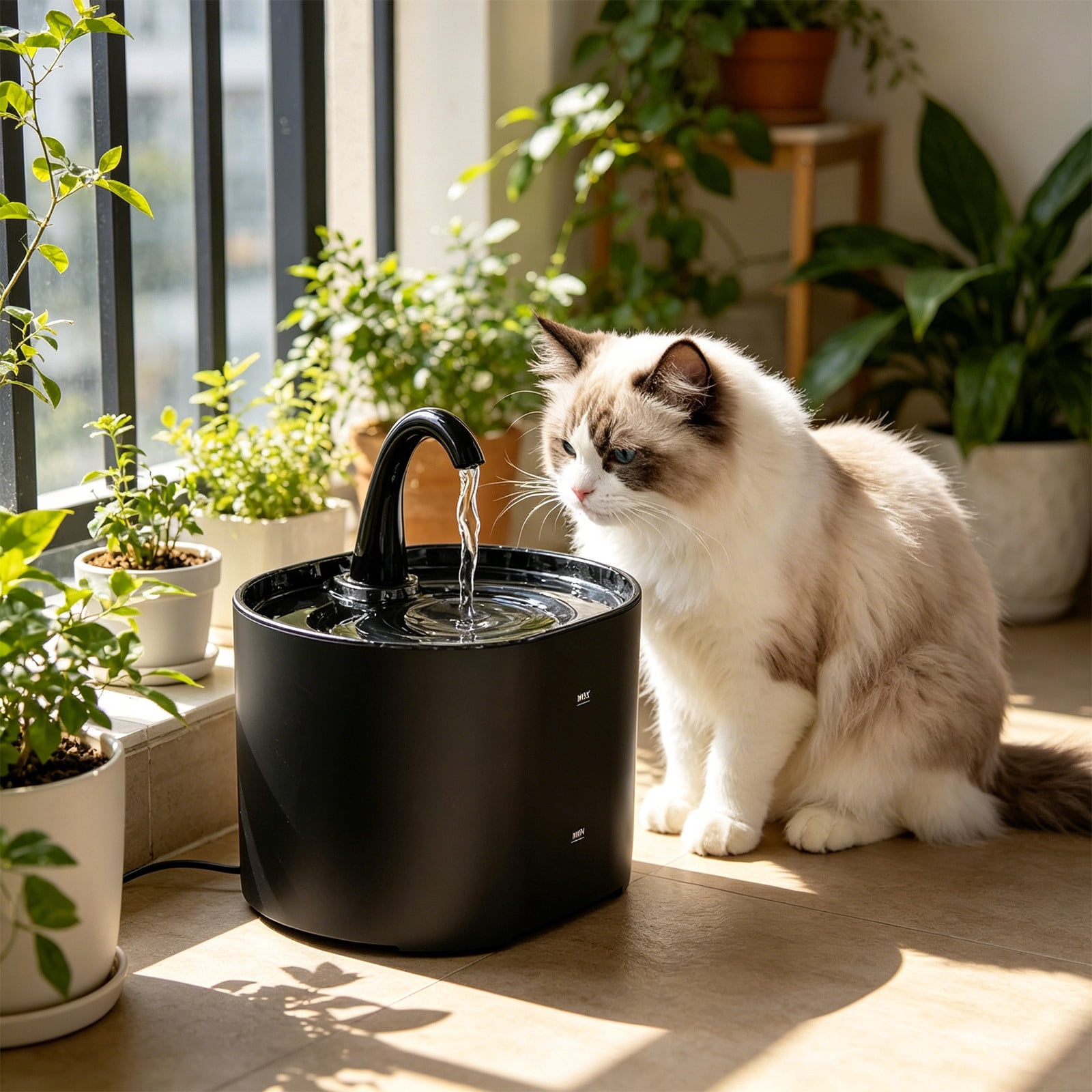 Automatic Cat Water Fountain 2.2L Pet Water Dispenser with Circulating Filter Quiet Pump for Cats Dogs Indoor Drinking