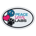 thumbnail image 1 of Oval Dog Magnets: Peace, Love, Labs (Labrador Retrievers) | Cars, Trucks, 1 of 1