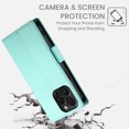 thumbnail image 6 of PU Leather Case Compatible with iPhone 12/12 Pro, Classic Kickstand/Cover/Wallet/Flip Magnetic Protective Case with Card Slots & Horizontal Stand Phone Case for iPhone 12/12 Pro, Mint, 6 of 7