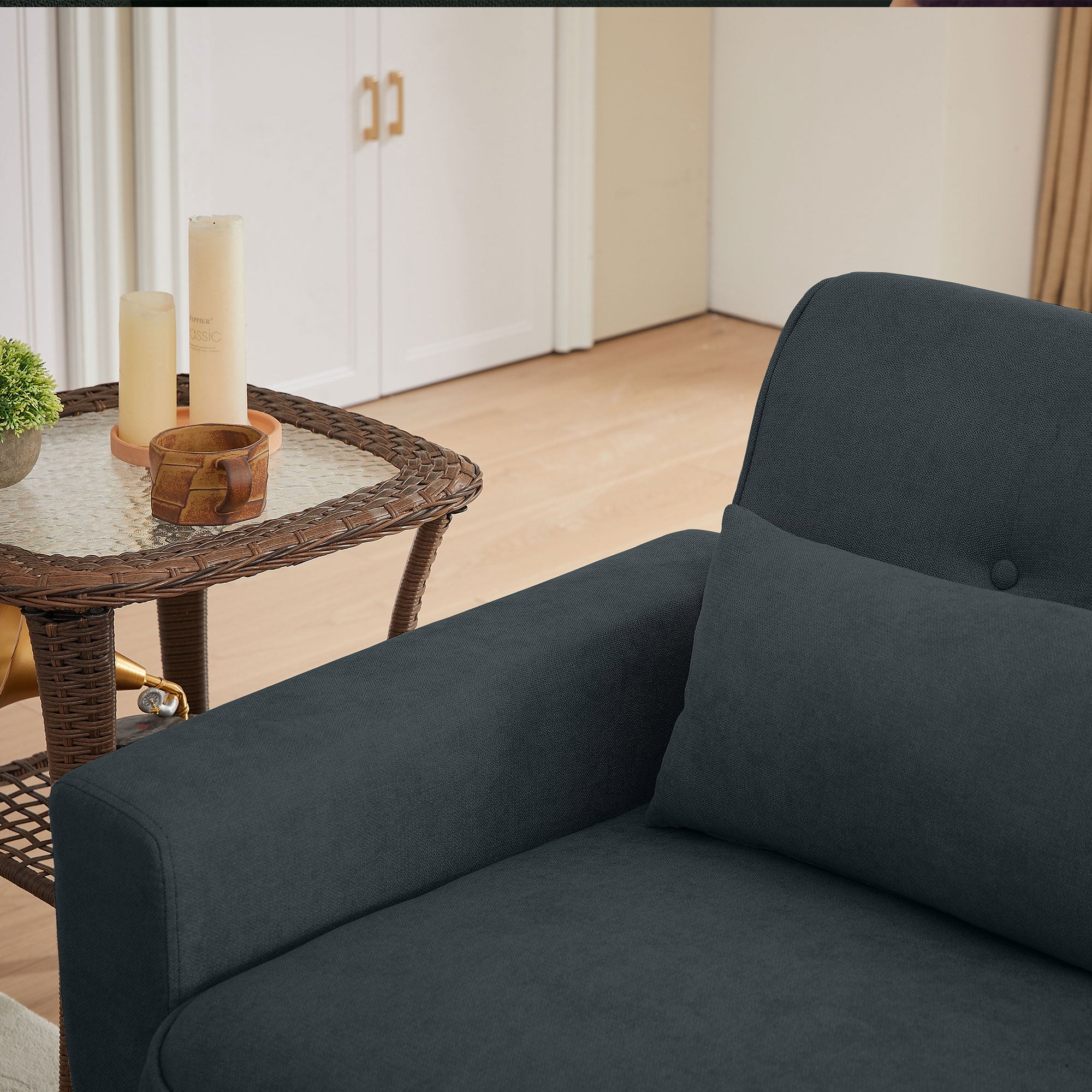 Soscana Loveseat Double Seat Sofa Couch with 2 Throw Pillows, Modern Creative Small Couches Love Seat for Living Room Apartment Bedroom Small Space Office Studio