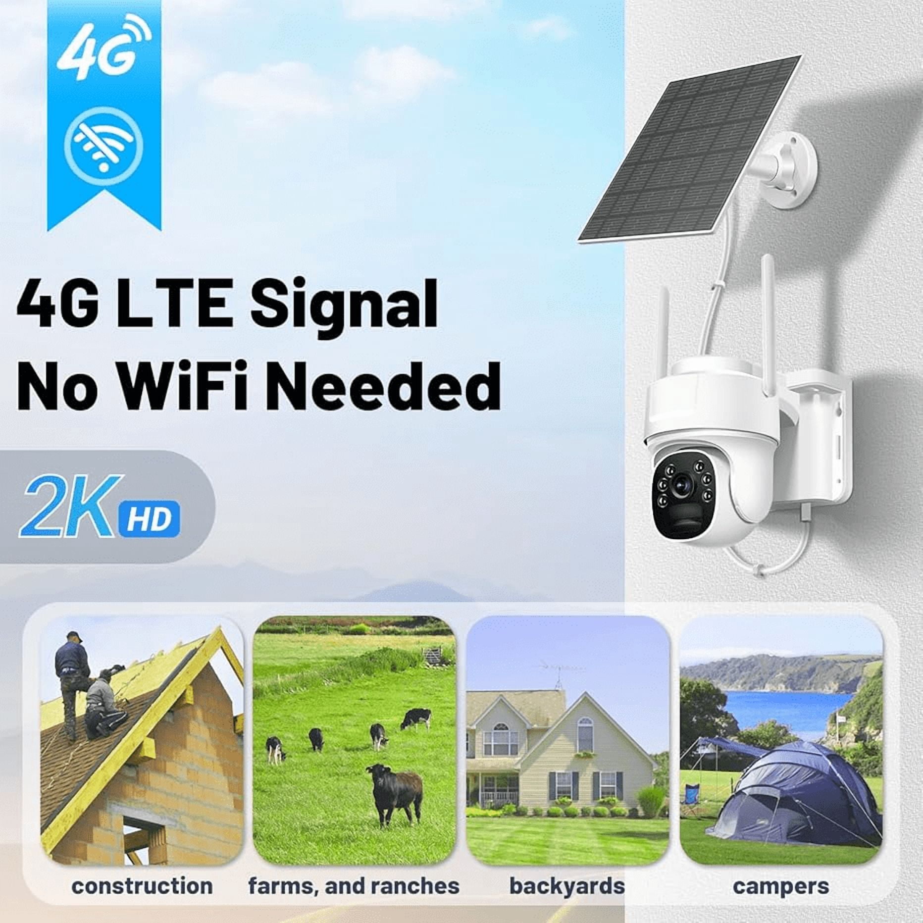4G LTE Cellular Solar Security Cameras Wireless Outdoor,2K HD Night Vision,PIR Detection, Auto Tracking & Spotlight Alarm, 2-Way Audio,PTZ 360° No WiFi Security Camera