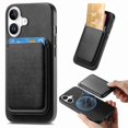 thumbnail image 1 of B2 For iPhone 16 Case Detachable Magnetic Card Bag Leather+TPU Phone Cover - Black, 1 of 5