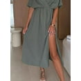 thumbnail image 6 of Women's Slit Surplice Midi Dress with Half Sleeve Perfect for Day to Night Events 100% Polyester Fabric for daily wear, 6 of 9