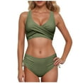 thumbnail image 1 of YuYuBao Women Swimsuits Bikinis Two Piece Retro Ruched Push Up Padded Top High Waist Bottom Bikini Beach Bathing Suits, 1 of 6