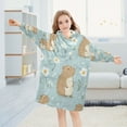 thumbnail image 5 of Wearable Blanket with Sleeves and Pocket Oversized Hooded Sweatshirt 3-14 YR Cute Capybara and Daisies S, 5 of 7
