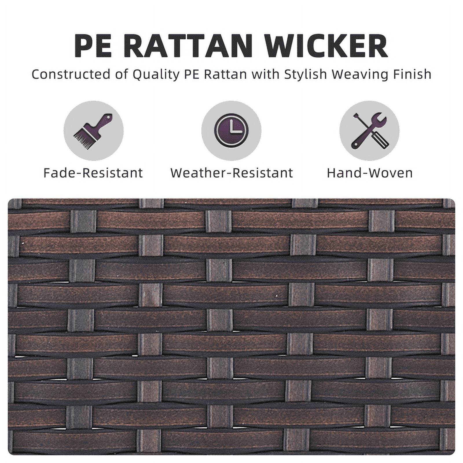 PARKWELL 2 Pack Brown Rattan Indoor-Outdoor Armchair w/Armrests,Padded Cushions Chairs for Patio, Deck, Garden, Yard - Gray