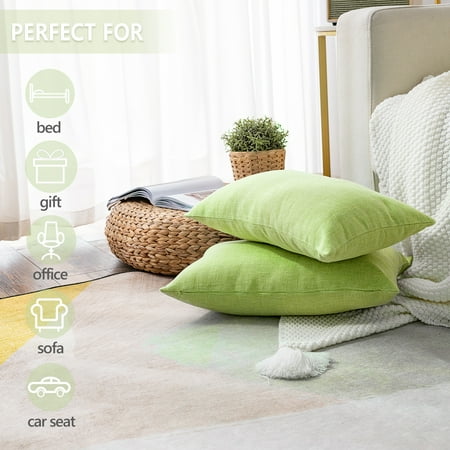Bedroom Cushions Sale Throw Pillow Set of 2, Stellhome Linen Throw Pillow Covers Rectangle Solid Pillowcase, Cushion Cases Pillowcases for Home Decoration Sofa Bedroom Car, 12'' x 20'', Green, S12125 ()