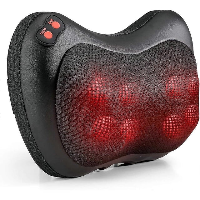 Shiatsu Massage Cushion, 8 Massage Nodes, Electric Neck Massager with 15 Minute Timer & 3 Speeds, Back Massager with Heating Function, Multi-Use for H