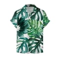 thumbnail image 3 of VATAPA Funky Hawaiian Shirt for Men Tropical Print Lapel Button Down Shirts Short Sleeve Casual Aloha Shirt Summer Loose Beach Tops Camisas de playa para hombre Green XXXL, 3 of 5