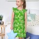 thumbnail image 4 of Balery Green Cucumber Camisón de princesa para niñas, pijama de algodón con mangas abullonadas, suave y bonito.-Large, 4 of 6