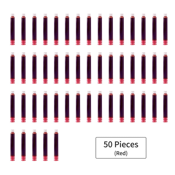 50 cartuchos de tinta para pluma estilográfica recarga de tinta de color rojo